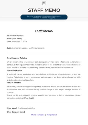 Free Staff Memo Template to Edit Online