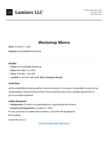 Free Workshop Memo Template to Edit Online
