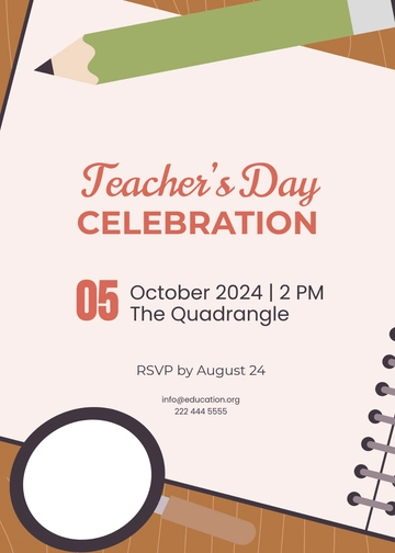 Free Teachers Day Invitation Card Template to Edit Online