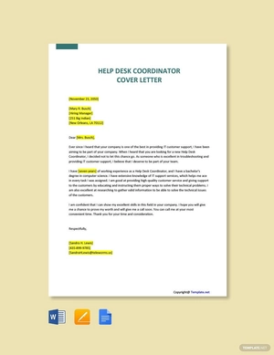 Help Desk Coordinator Cover Letter Template