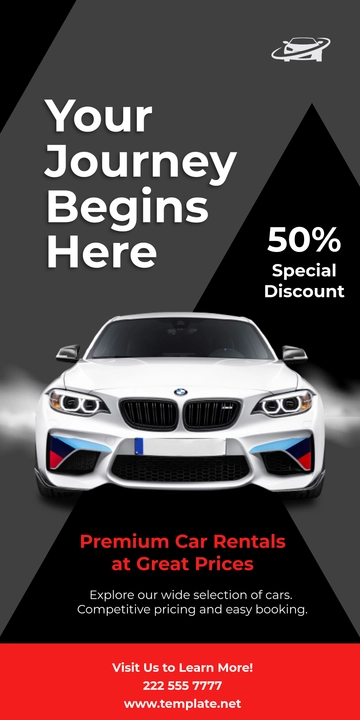 Free Car Rental Roll-Up Banner Template to Edit Online