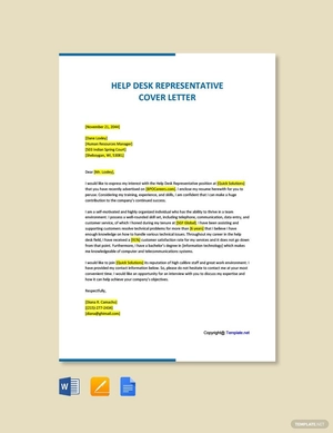 Help Desk Representative Cover Letter