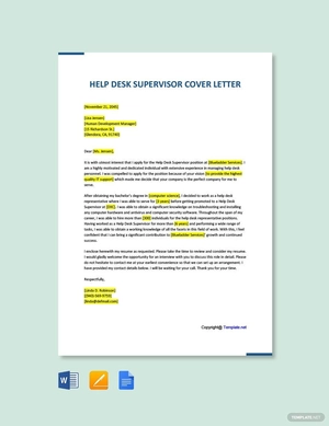 Help Desk Supervisor Cover Letter Template