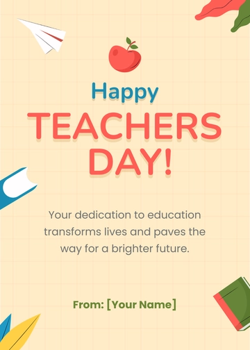 Free Teachers Day Handmade Card Template to Edit Online