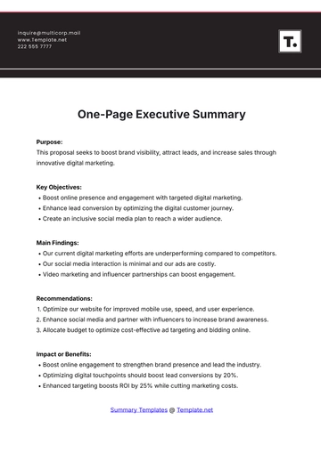 Free One-Page Executive Summary Template to Edit Online