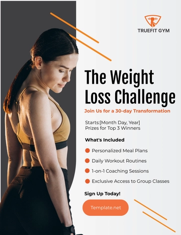 Free Gym Weight Loss Challenge Flyer Template to Edit Online