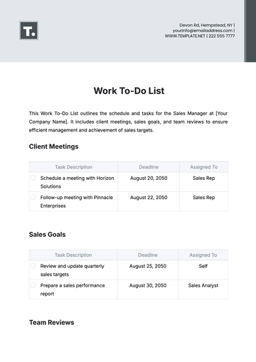 Free Printable Work To Do List Template to Edit Online