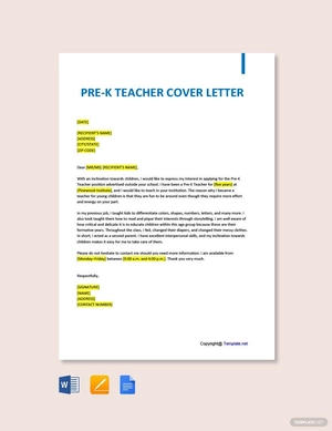Pre-K Teacher Cover Letter