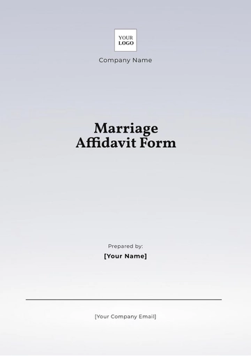 Free Marriage Affidavit Form Template to Edit Online