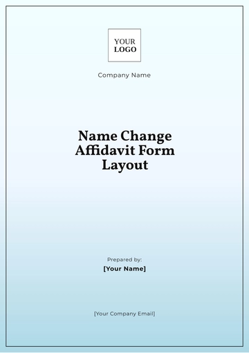 Free Name Change Affidavit Form Layout Template to Edit Online