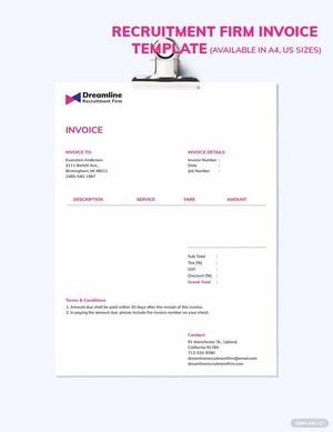 Recruitment Firm Invoice Template
