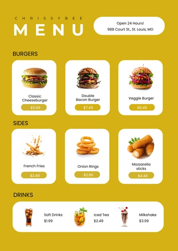 Free Blank Fast Food Menu Template to Edit Online