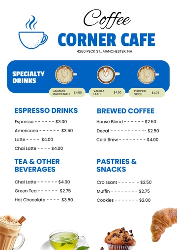 Free Coffee Shop Background Menu Template to Edit Online