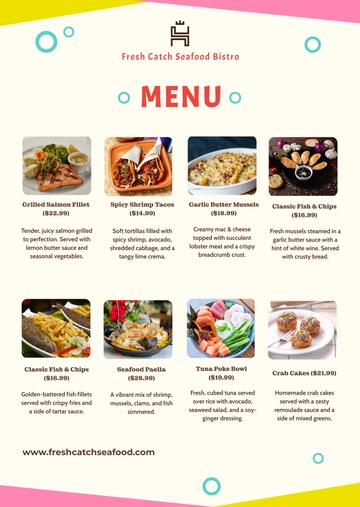 Free Colorful Seafood Menu Template to Edit Online