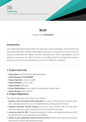 Free Brief Template to Edit Online
