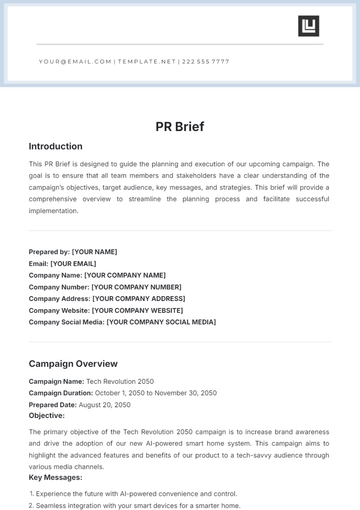 Free PR Brief Template to Edit Online