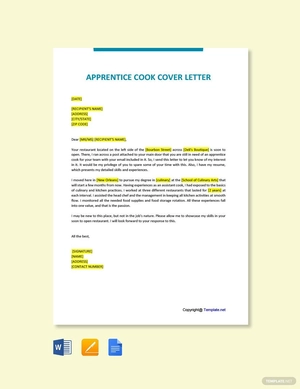 Apprentice Cook Cover Letter