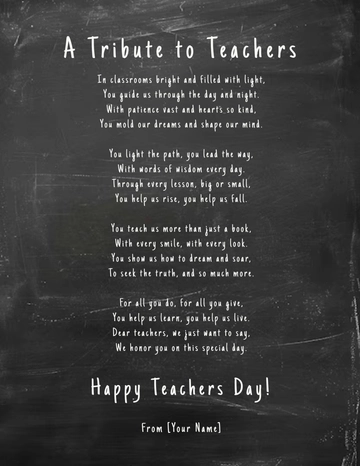 Free Teachers Day Poem Template to Edit Online