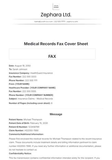 Free Medical Records Fax Cover Sheet Template to Edit Online