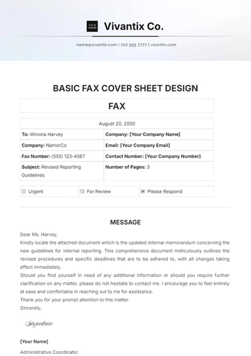Free Basic Fax Cover Sheet Design Template to Edit Online