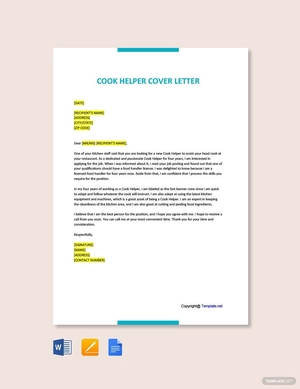 Cook Helper Cover Letter
