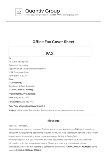 Free Office Fax Cover Sheet Template to Edit Online