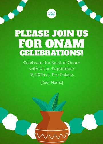 Free Onam Invitation Card Template to Edit Online