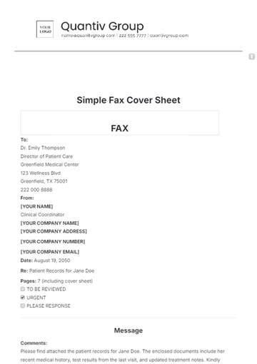Free Simple Fax Cover Sheet Template to Edit Online