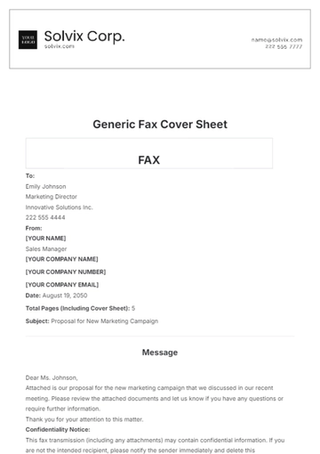 Free Generic Fax Cover Sheet Template to Edit Online