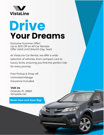Free Car Rental Sales Flyer Template to Edit Online