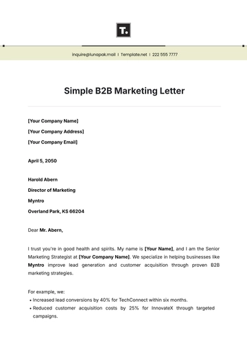 Free Simple B2B Marketing Letter Template to Edit Online