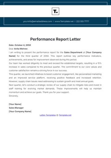 Free Performance Report Letter Template to Edit Online