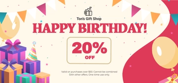 Free Colorful Birthday Voucher Template to Edit Online