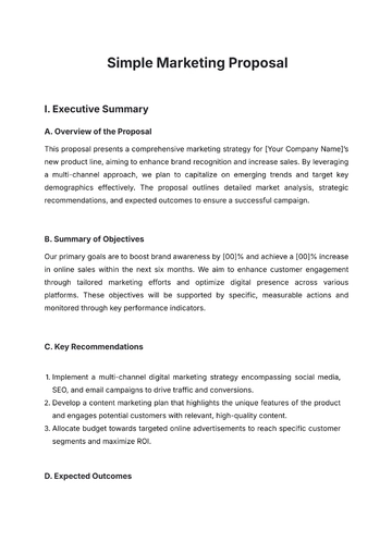 Free Simple Marketing Proposal Template to Edit Online