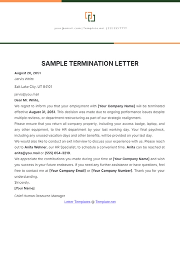 Free Sample Termination Letter Template to Edit Online