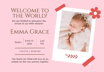 Free Custom Baby Announcement Card Template to Edit Online
