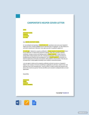 Carpenter's Helper Cover Letter