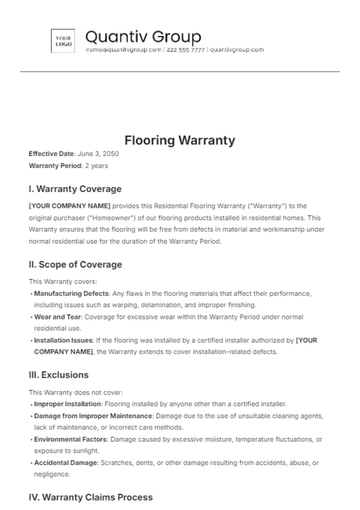 Free Flooring Warranty Template to Edit Online