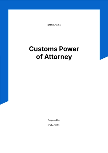 Free Customs Power of Attorney Template to Edit Online