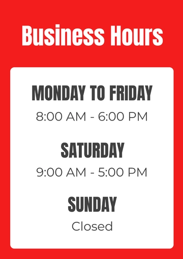 Free Car Rental Business Hours Signage Template to Edit Online