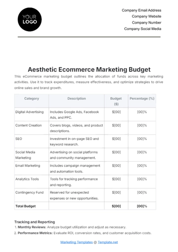Free Aesthetic Ecommerce Marketing Budget Template to Edit Online