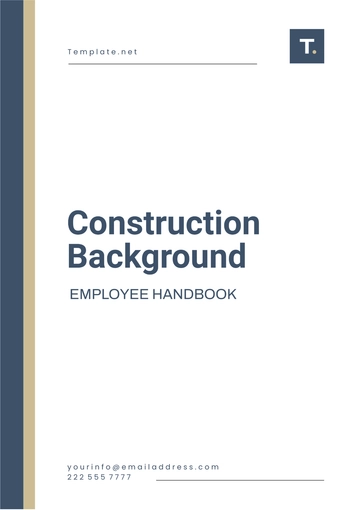 Free Construction Background Employee Handbook Template to Edit Online