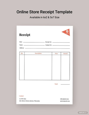 Online Store Receipt Template