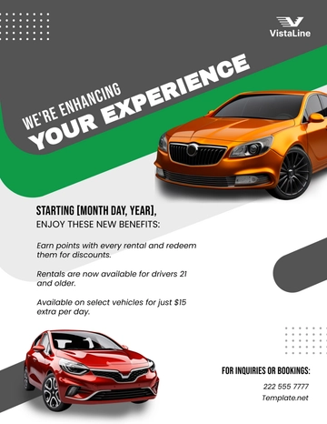 Free Car Rental Announcement Flyer Template to Edit Online