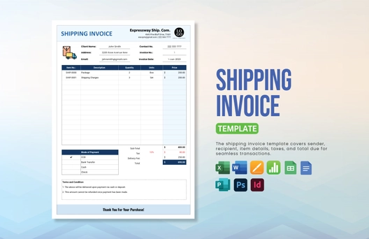 Shipping Invoice Template Shipping Invoice Template