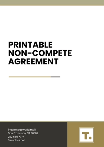 Free Printable Non-Compete Agreement Template to Edit Online