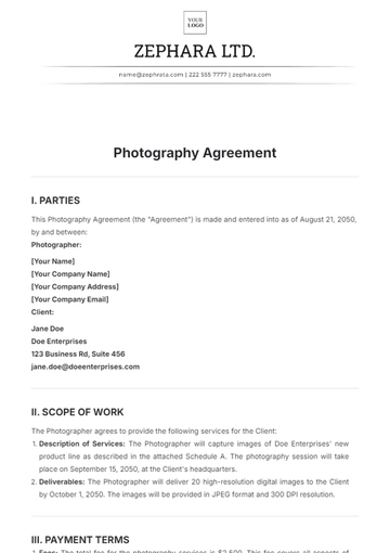 Free Photography Agreement Template to Edit Online Free Photography Agreement Template to Edit Online