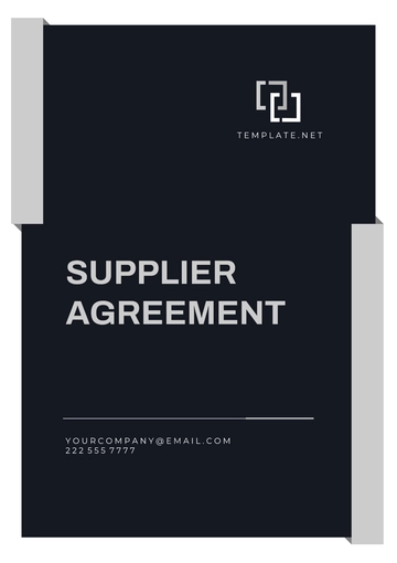 Free Supplier Agreement Template to Edit Online