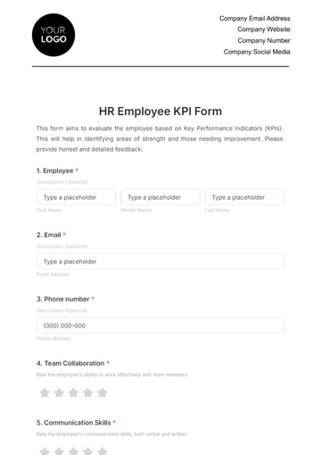 Free HR Employee KPI Form Template to Edit Online