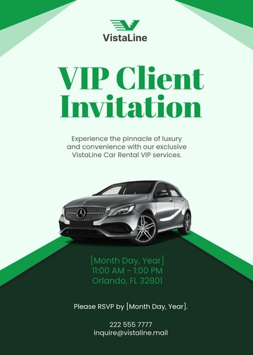 Car Rental VIP Client Invitation Template - Edit Online & Download